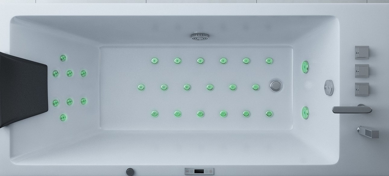 Whirlpool Indoor Spa Badewanne Whirlwanne VILLA ANTONELLI weiß 1800x 800 mm mit LED