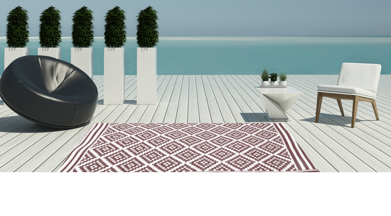 Garten Teppich Outdoor Kunststoffteppich AUSTIN braun 240x300 cm Terrasse Balkon