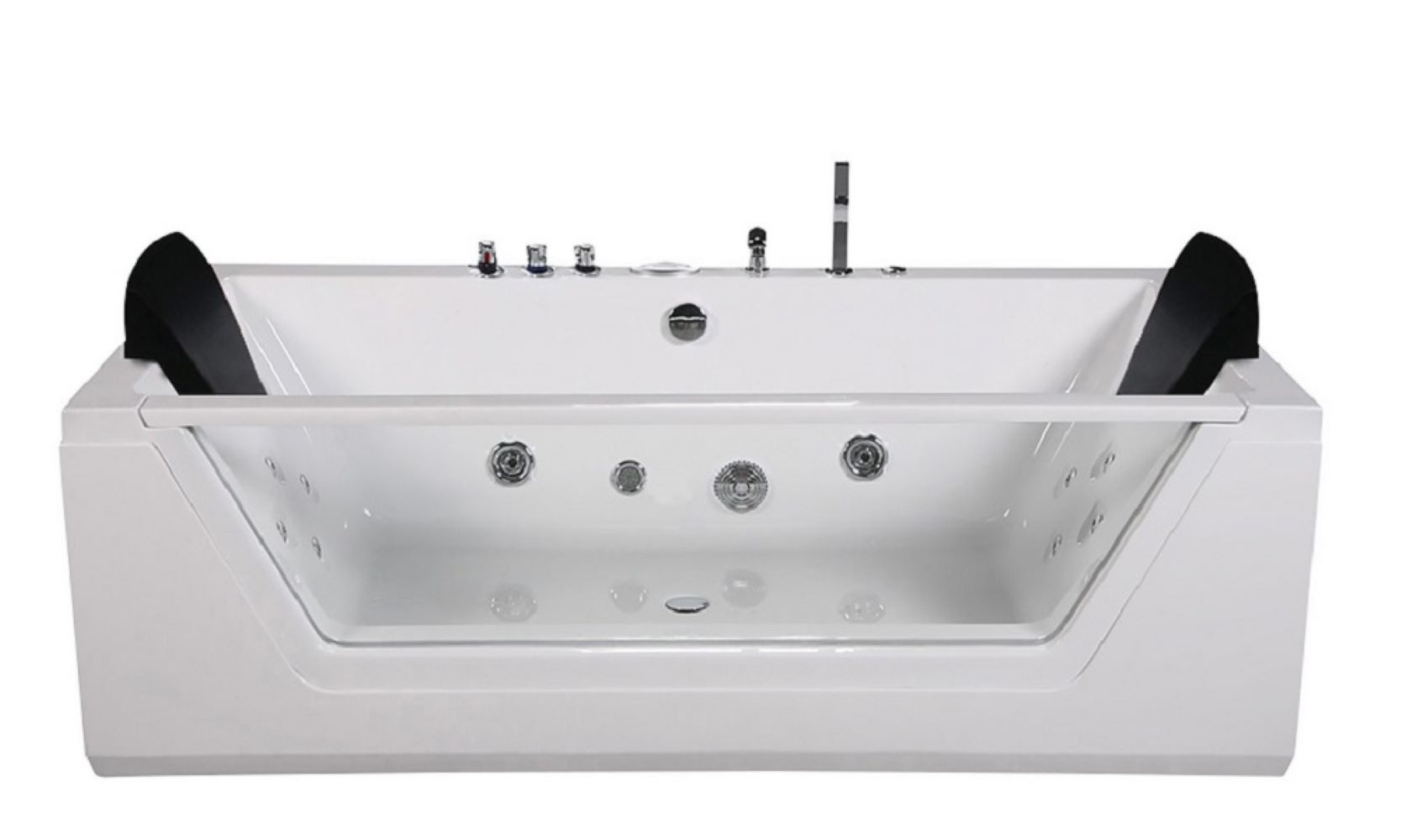 Whirlpool Indoor Spa Badewanne Whirlpool LUGANO weiß 185x90x62 cm LED Massagedüsen Whirlwanne
