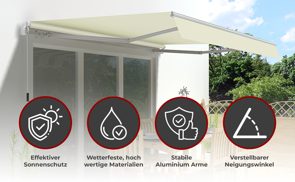 Markise Suncare 3,6 m in beige Gelenkarmmarkise