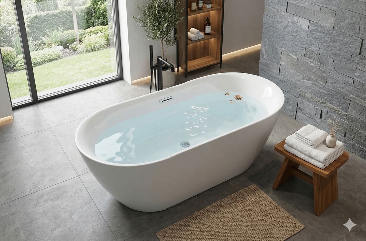 Badewanne freistehend Dehlia  weiss 170x80 cm hochwertiges Acryl 170 x 80 cm