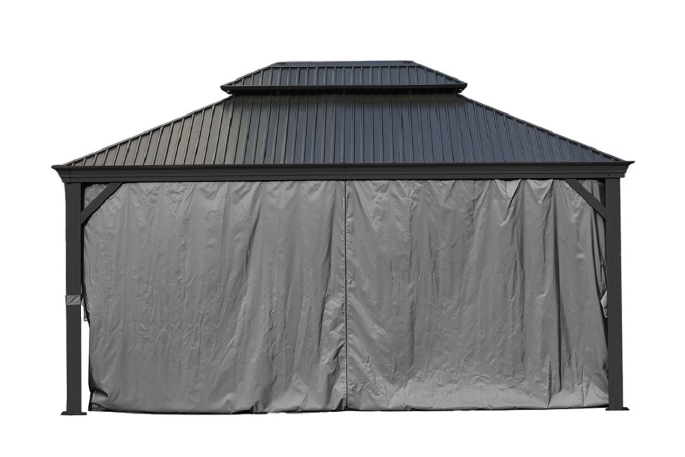 Pavillon Gartenpavillon 3,65x3,65m BAGDAD anthrazit aus Aluminium mit Hardtop aus Metall Sonnenschut