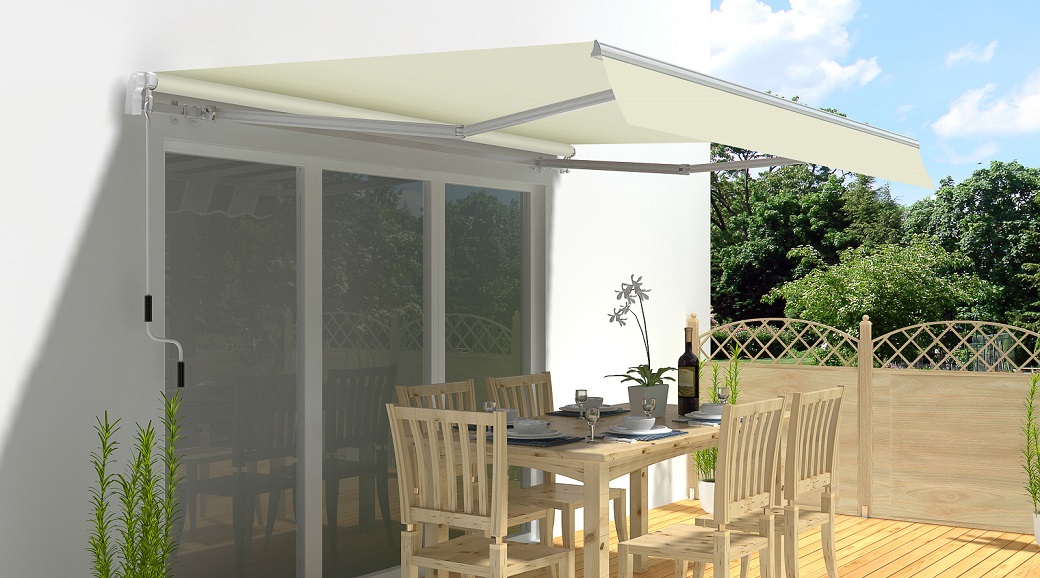 Markise Gelenkarmmarkise 5x3m Sunconnect beige UV-Schutz Wasserbeständig Terrasse Balkon Gartenmöbel