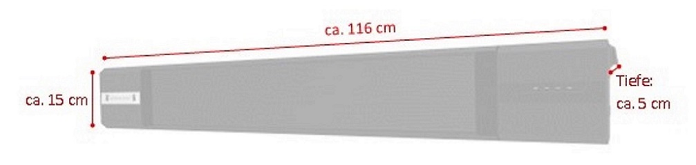Heizlampe Terrassenlampe 116 x 15 x 5 cm schwarz Polaris elektrisch Wandmontage Wärme für Terrasse