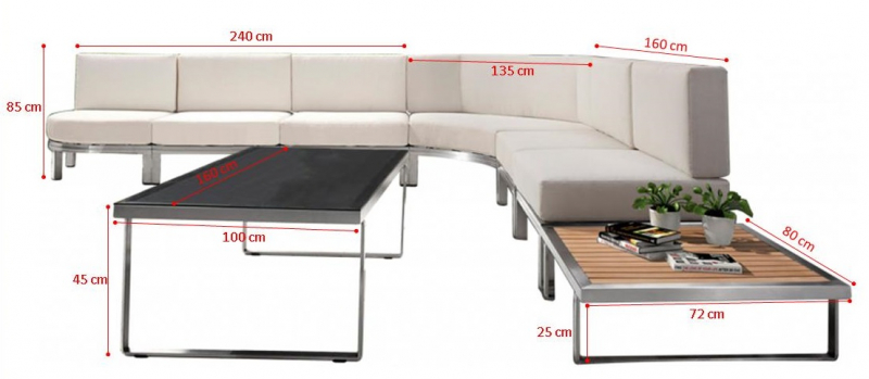 Gartenmöbel Lounge-Möbel-Set Outdoor Lounge POSEIDON beige/weiß 7-Teilig mit Kissen/Sitzpolster