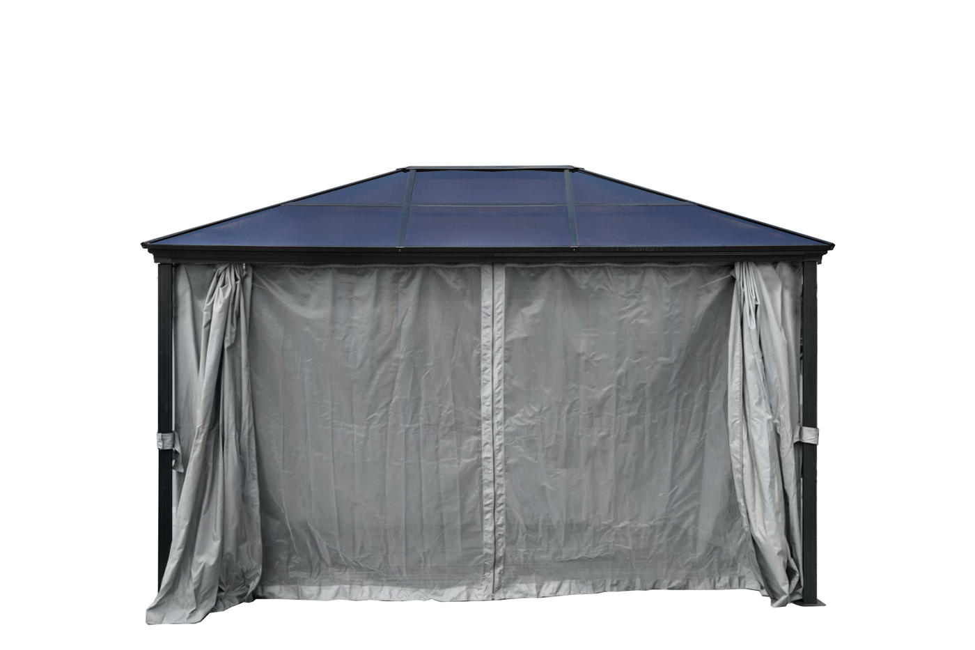 Pavillon Gartenpavillon 3x4 Taneo anthrazit aus Aluminium mit festem Dach UV-Schutz Sonnenschutz