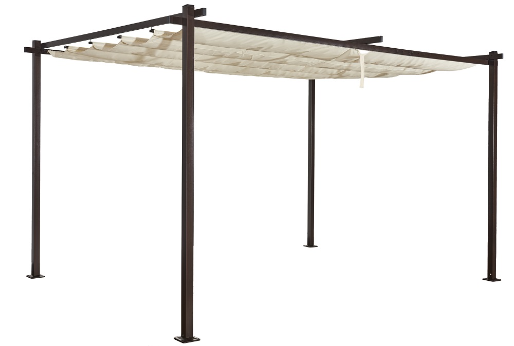 Pavillon Pergola  LUXOR LIGHT 3x4m  beige-anthrazit Schiebedach