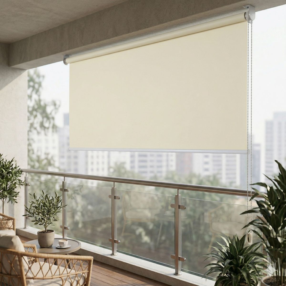 Vertikalmarkise Balkonmarkise Beschattung Sichtschutzrollo 120 cm x 230 cm beige Außenrollo Garten