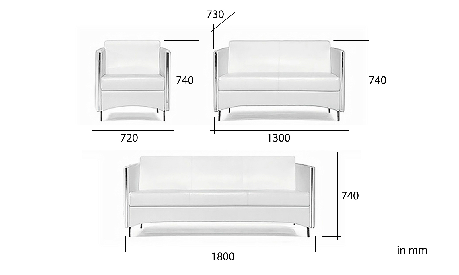 Büro Sofa Sidney schwarz 3-Teilig Büromöbel