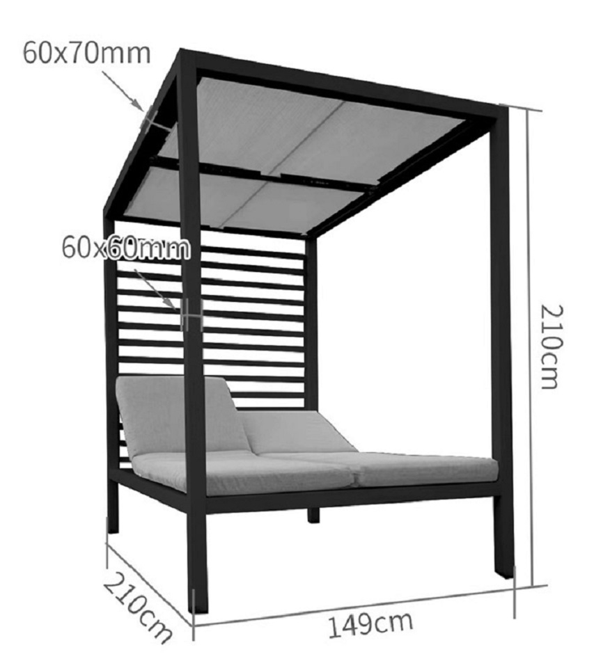 Pavillon Liegepavillon Gartenpavillon 2,1x 1,49m Baccaro weiß UV-Schutz Sonnenschutz für Terrasse