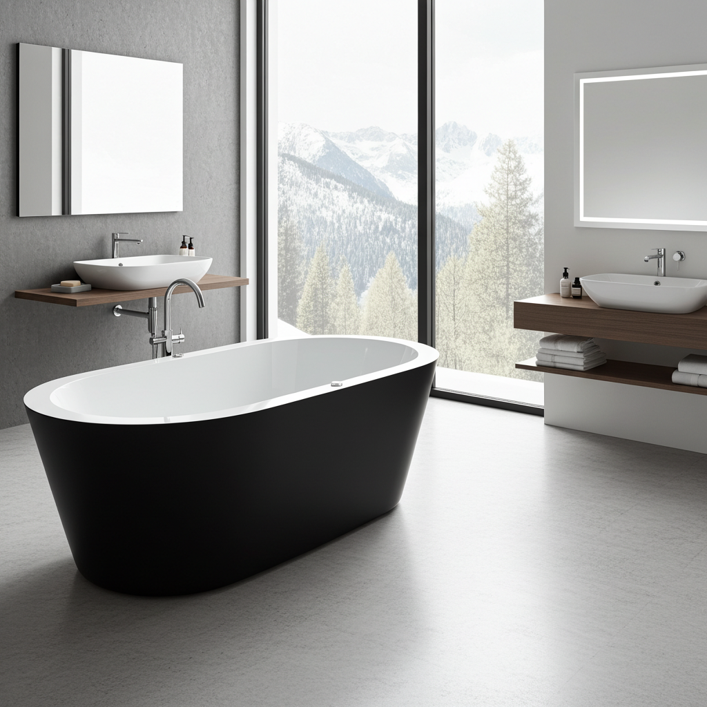 Whirlpool Indoor Spa Badewanne MAGGIORE II schwarz 170 x 80 cm freistehend mit Massagedüsen