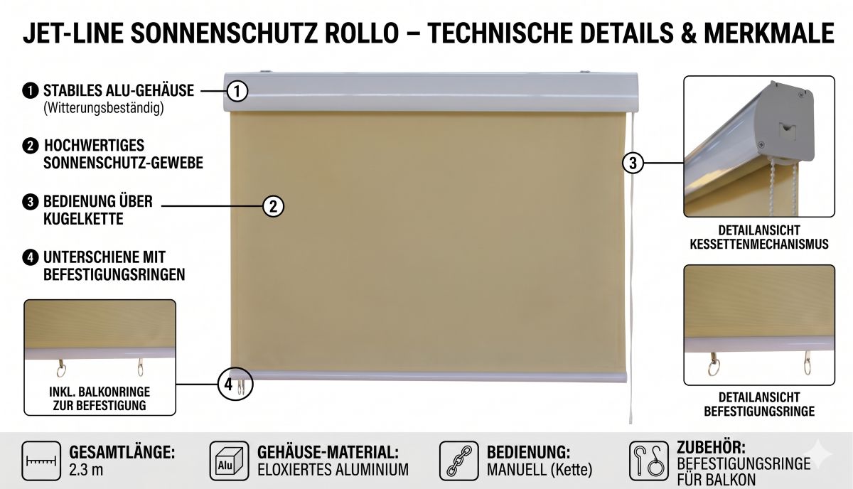 Sichtschutzrollo Vertikalmarkise Sonnenschutz Sichtschutz blickdichtes Rollo 1.0x2.3m beige Garten