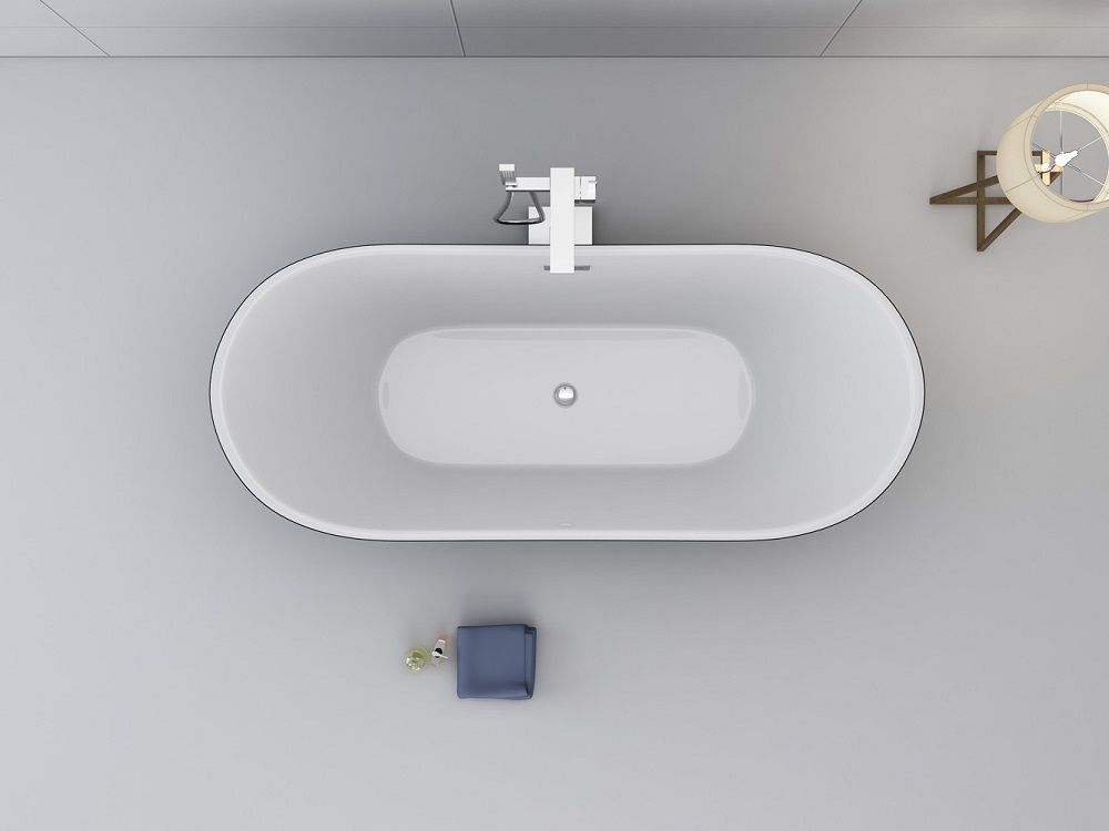 Badewanne Design LAUSANNE II schwarz Freistehend 170 x 80 cm