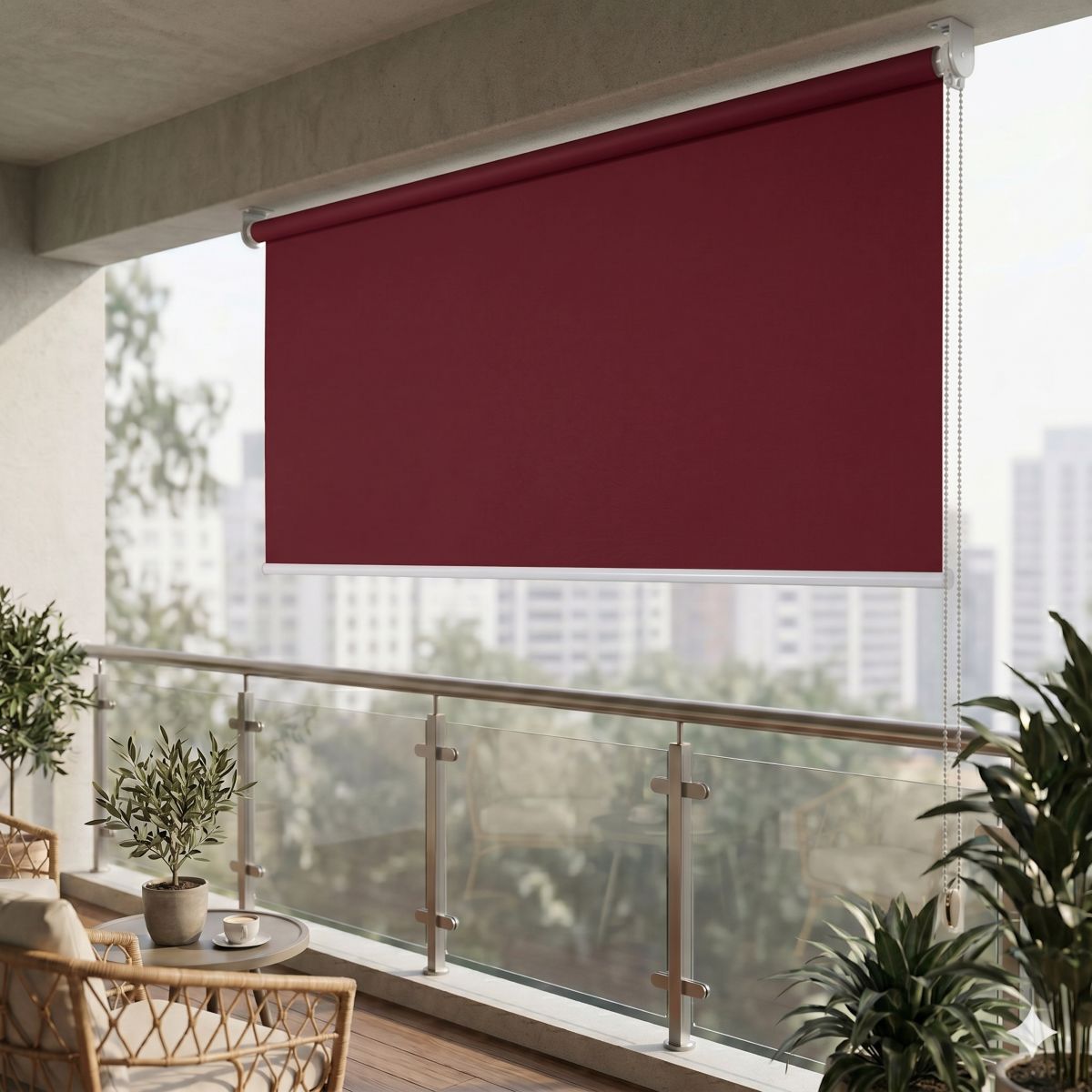 Vertikalmarkise Balkon Rollo Outdoor Sichtschutzrollo 1,6 x 2,3 m bordeaux Außenrollo Garten