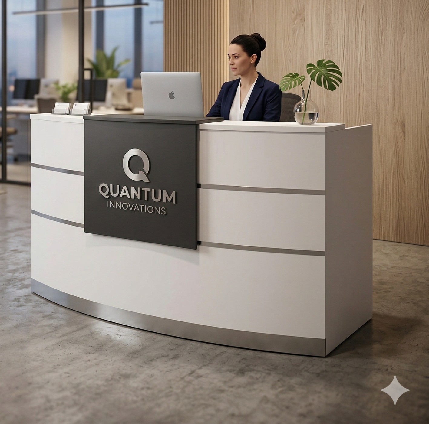 Empfangstheke Tresen für Ihr Büro VALENCE weiß Salon Kanzlei  Praxis Möbel von Jet-Line 160 cm