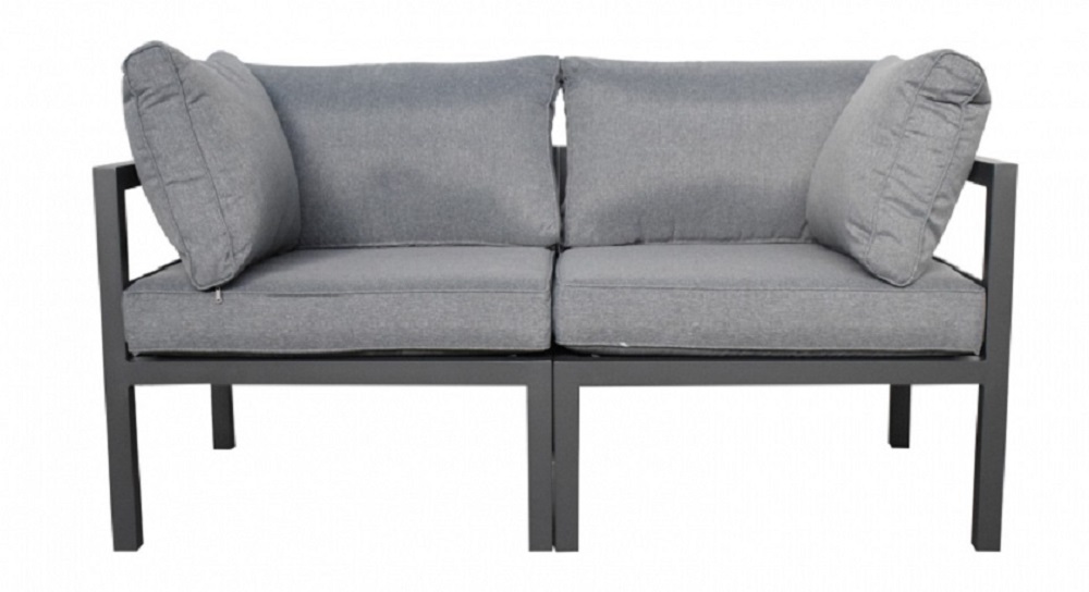 Gartenmöbel Gartensofa Outdoor Sofa RHODOS 2 x Endsofa (74 x 74 x 64 cm) anthrazit mit Kissen Garten