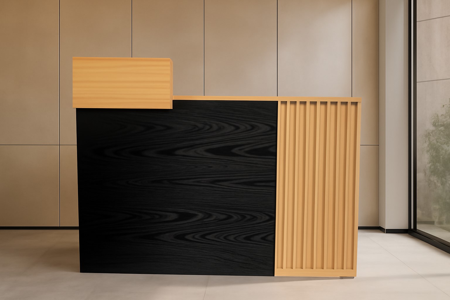 Empfangstheke mit Arbeitsplatz Büro Praxis Salon Empfangstresen für Ihr Büro Avignon schwarz Eiche