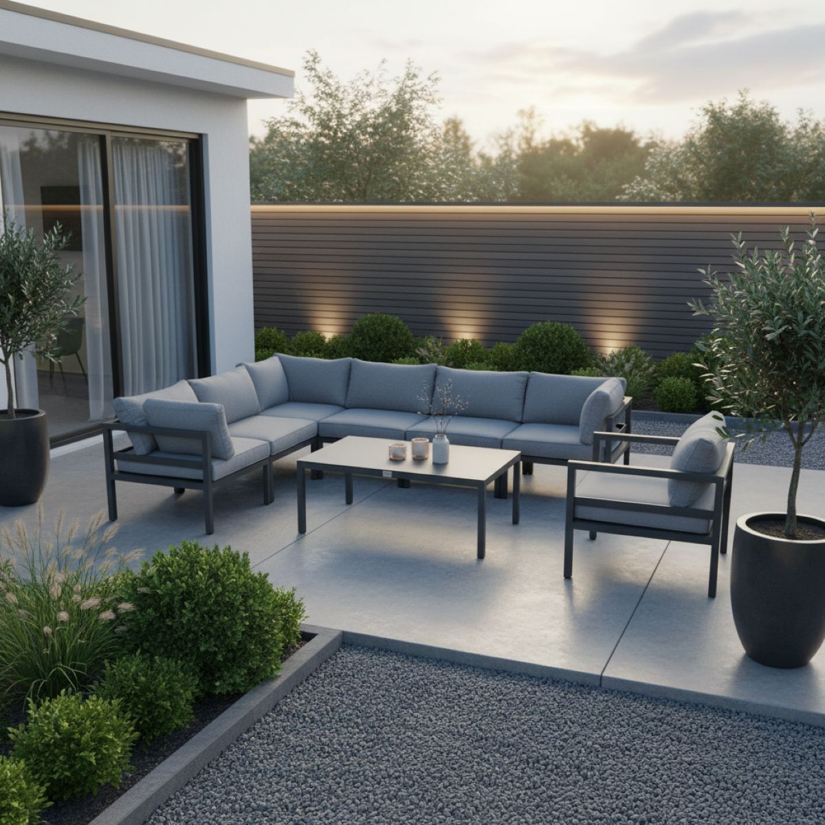 Jet-Line Gartenmöbel Ecklounge Garten  KRETA hellgrau Aluminium