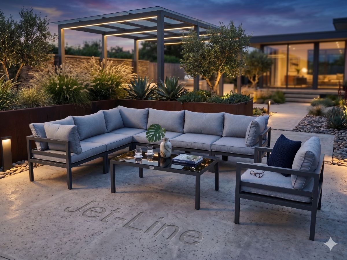 Jet-Line Gartenmöbel Ecklounge Garten  KRETA hellgrau Aluminium