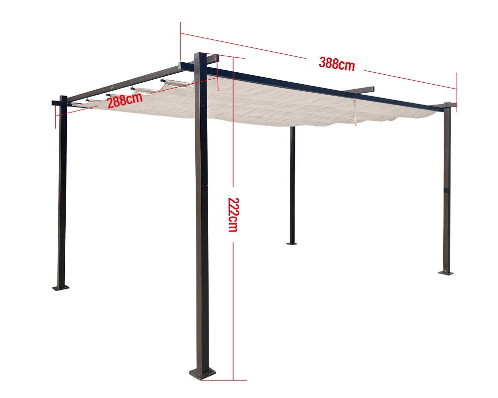 Pavillon Pergola  LUXOR LIGHT 3x4m  beige-anthrazit Schiebedach