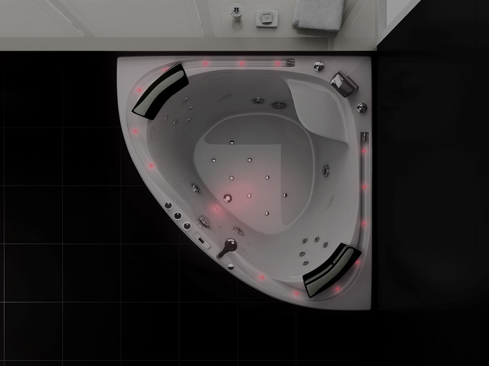 Whirlpool VILLA SABRINA weiss 1,6x1,6 m Vollausstattung Wasserfall Bachlauf umlaufend