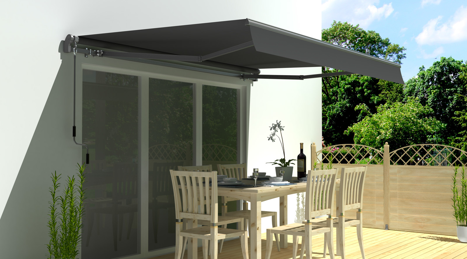 Markise Gelenkarmmarkise Suncare 3.5x2.5 m anthrazit Sonnenschutz UV-Schutz Terrasse Garten