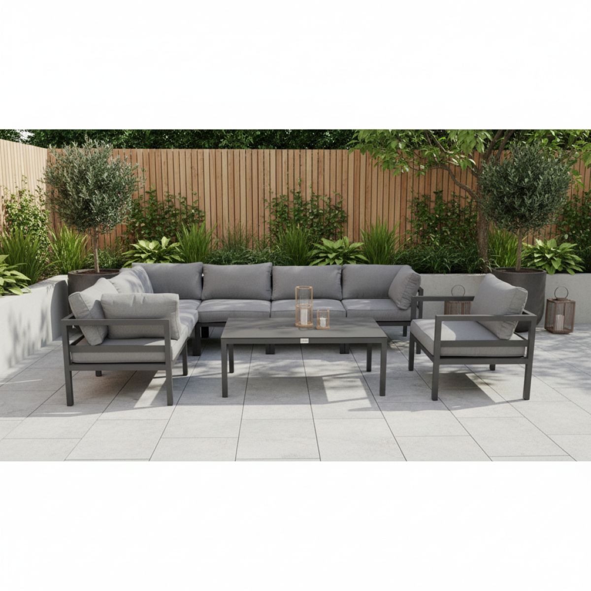 KRETA XXL Aluminium Gartenmöbel-Set in anthrazit – Stilvolle Ecklounge