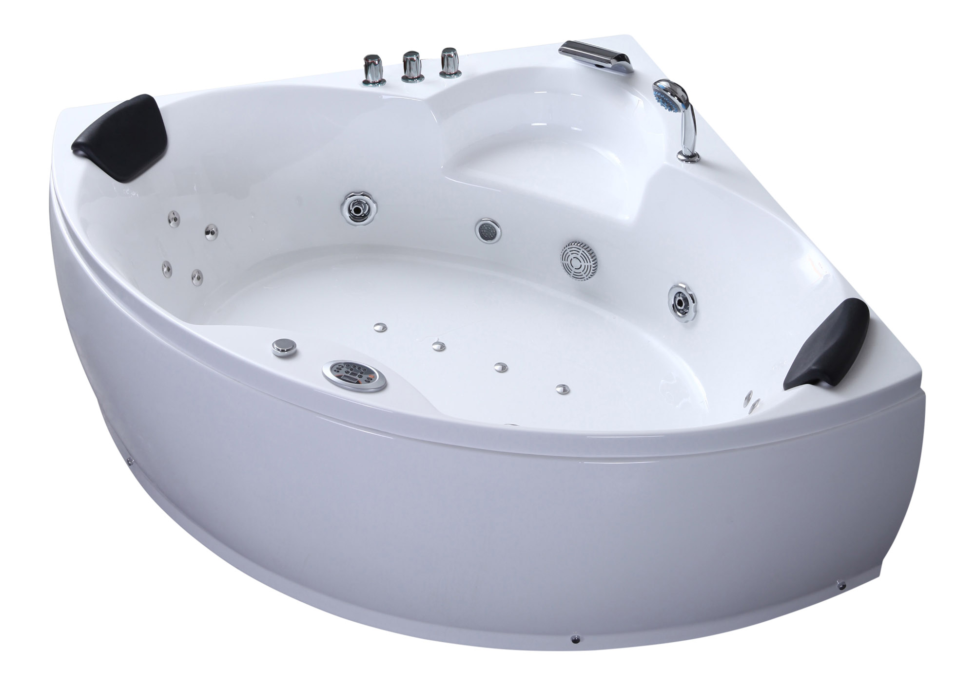 Whirlpool-Badewanne, Eckbadewanne, Acrylwanne, Hydromassagedüsen, Kopfstützen