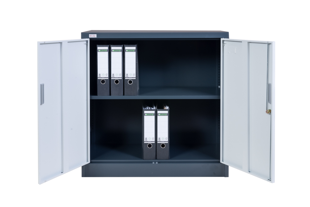 Aktenschrank KIEW weiss dunkelgrau 90x40x90cm
