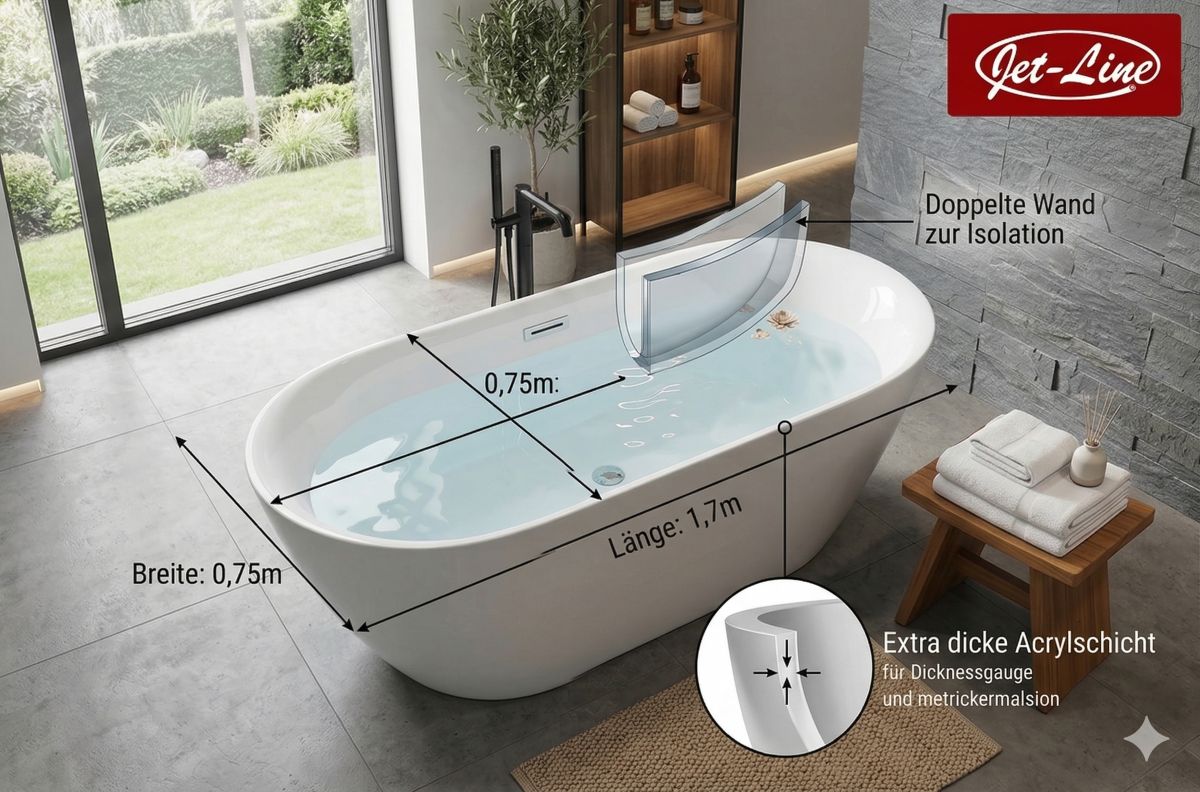 Badewanne LAUSANNE II weiss 170x80 cm