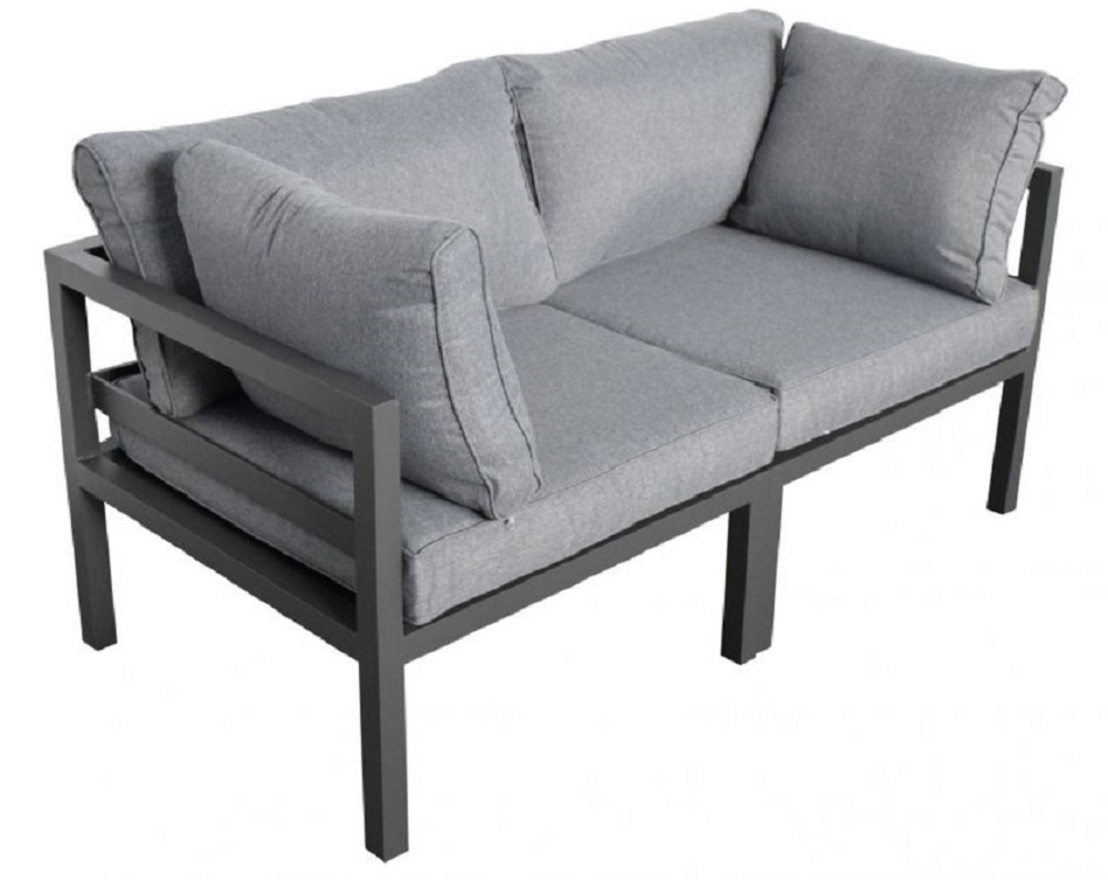 Gartenmöbel Gartensofa Outdoor Sofa RHODOS 2 x Endsofa (74 x 74 x 64 cm) anthrazit mit Kissen Garten