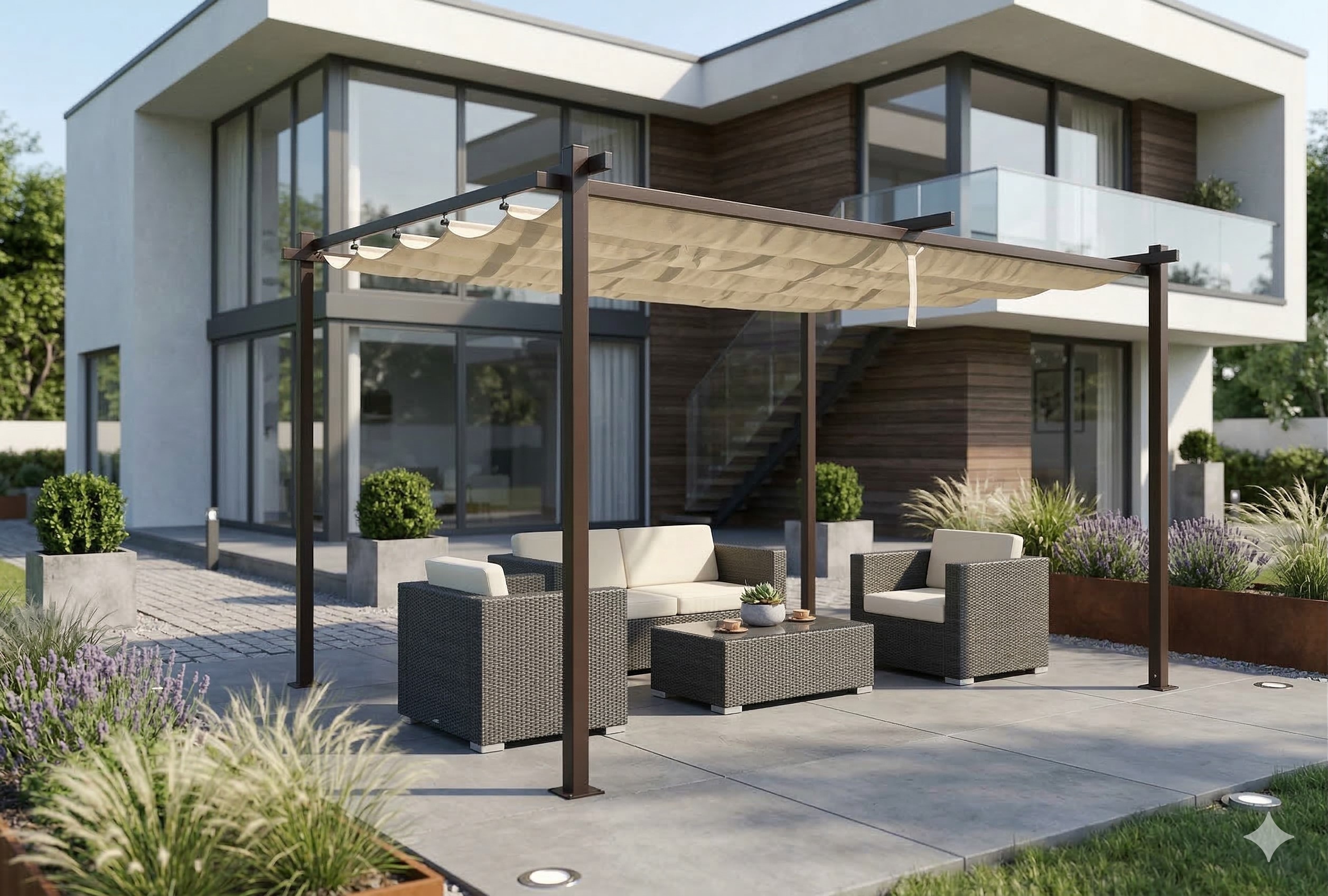 Pavillon Gartenpavillon 3x4m beige-anthrazit Luxor Light UV-Schutz wasserabweisende Überdachung