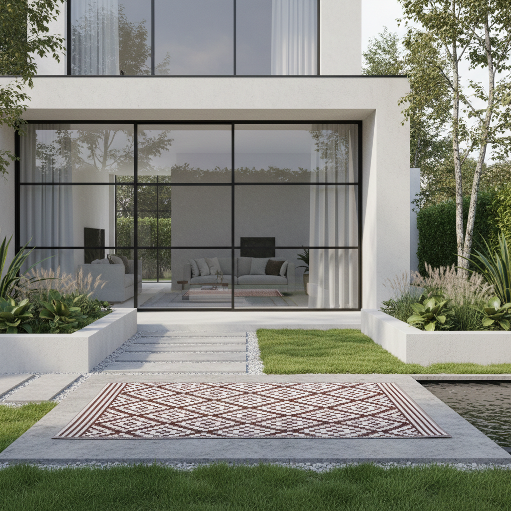 Garten Teppich Outdoor Kunststoffteppich AUSTIN braun 240x300 cm Terrasse Balkon