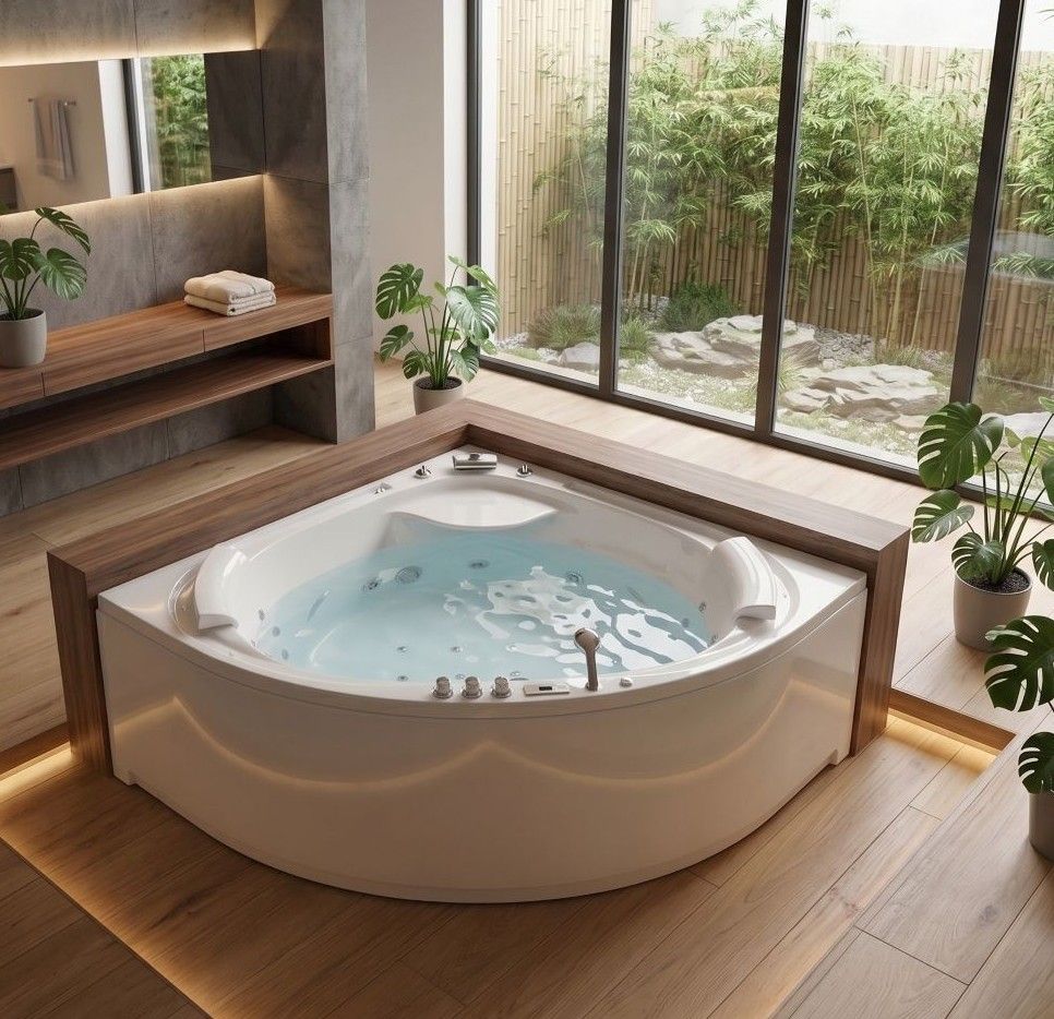 whirlpool, jacuzzi, badewanne, eckbadewanne, glasfront