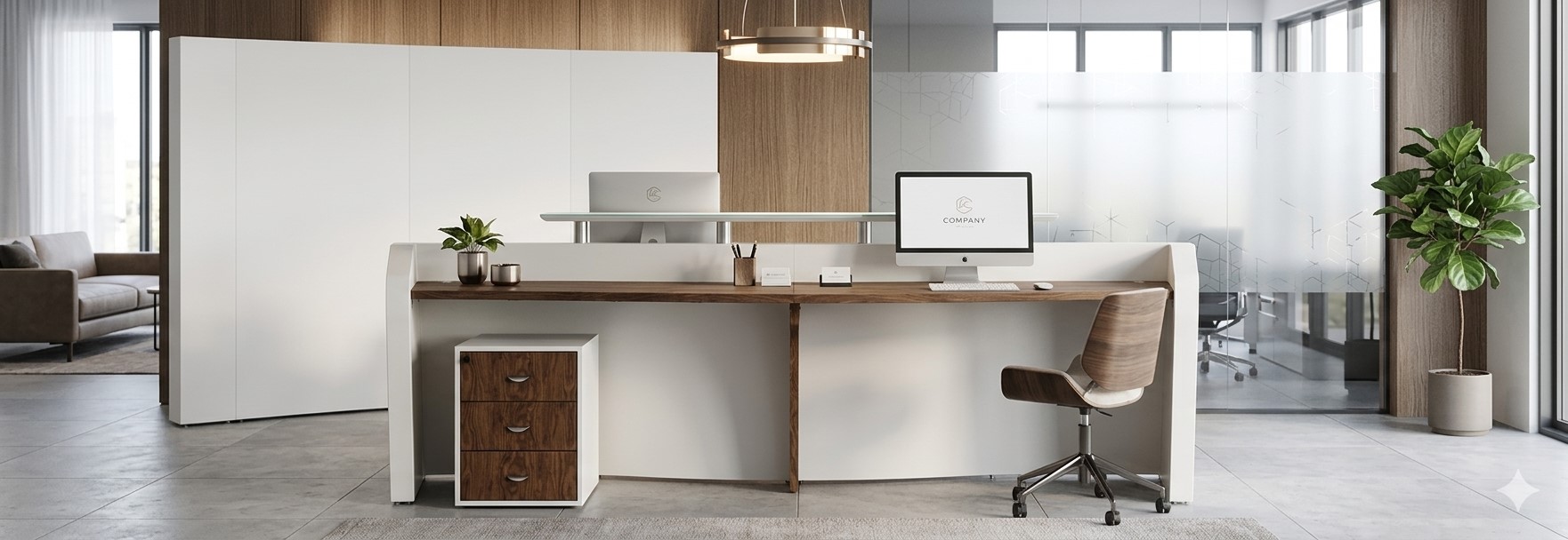 Büro Empfangstheke Büromöbel 3,36 m  Reutlingen XXL weiß Jet-Line für 2 Personen