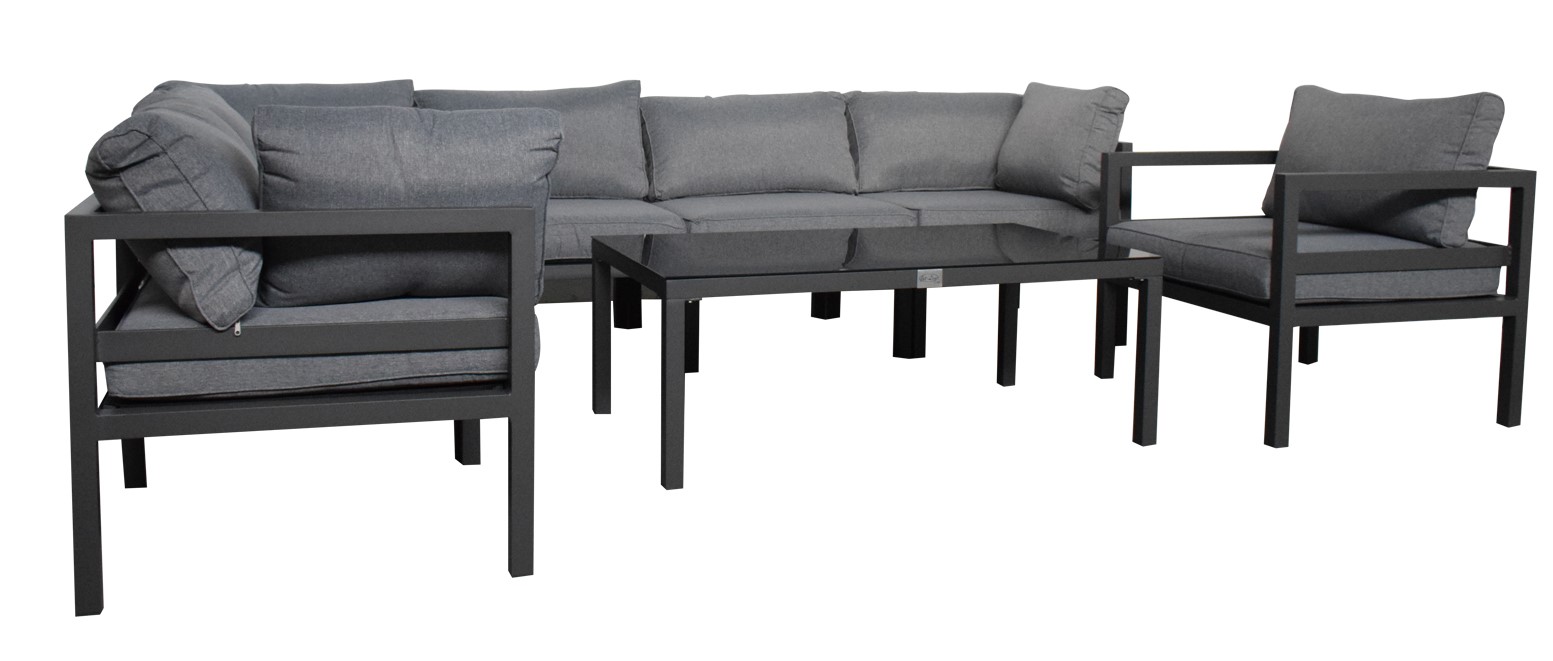 Jet-Line Gartenmöbel Ecklounge Garten  KRETA hellgrau Aluminium
