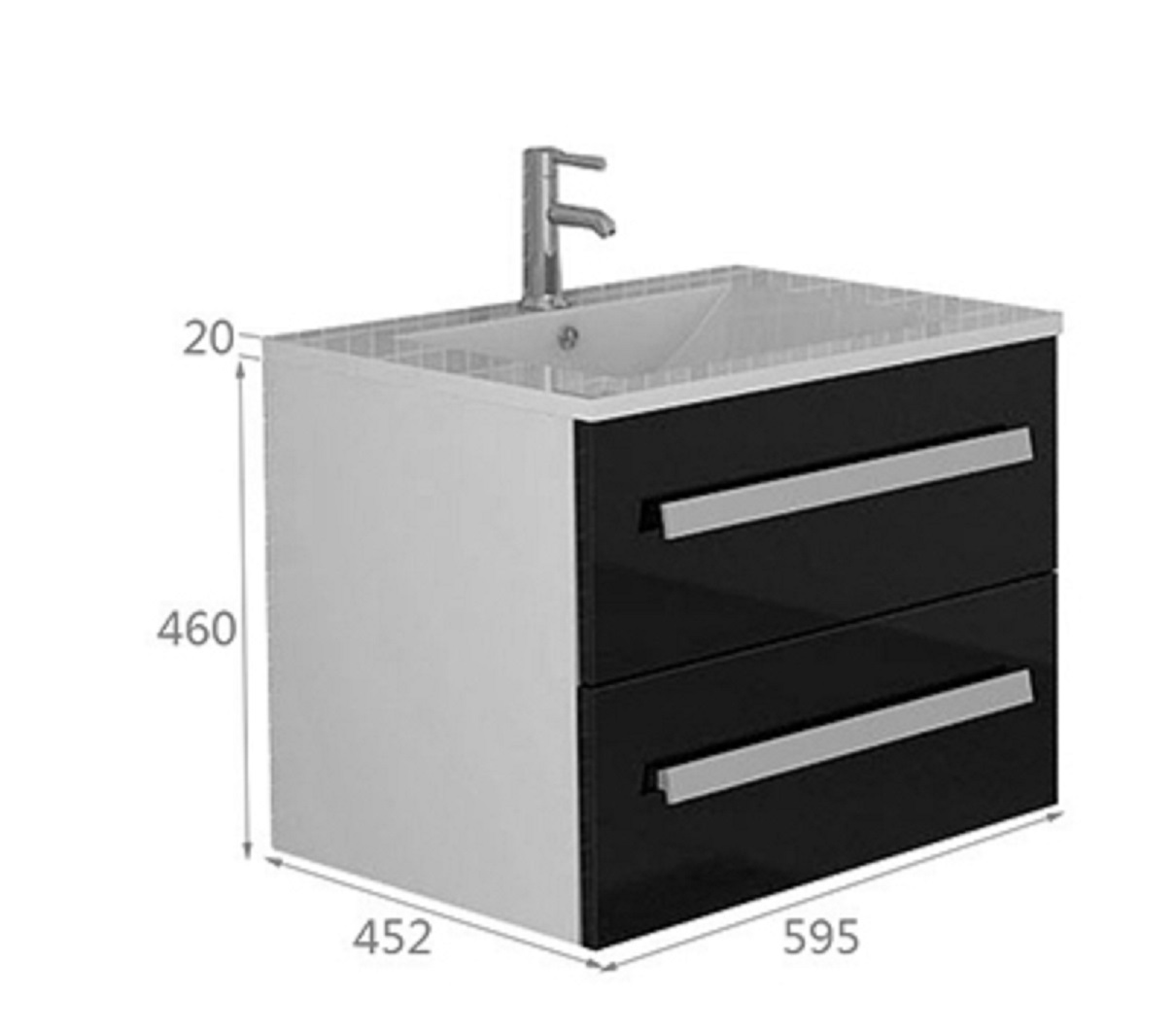 Badmöbel Waschtisch 60 cm breit hochglanz Badset AROSA II weiss Soft Close