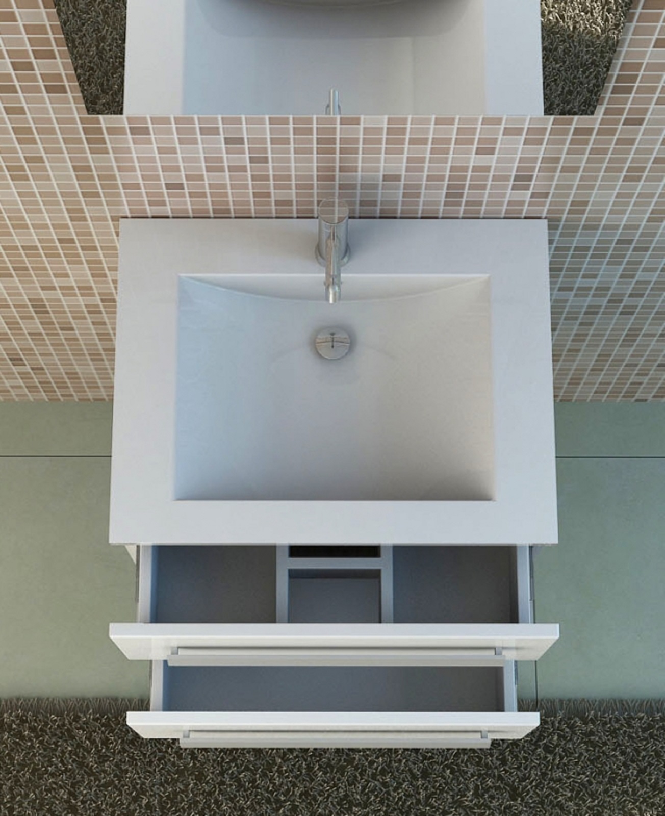 Badmöbel Waschtisch 60 cm breit hochglanz Badset AROSA II weiss Soft Close