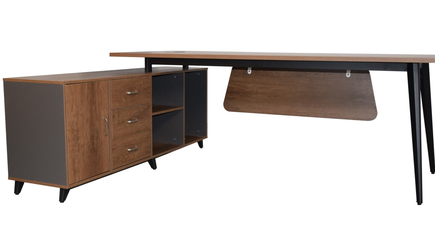 Büromöbel Chef Schreibtisch Managerschreibtisch Büroschreibtisch San Paulo braun-anthrazit 2m links