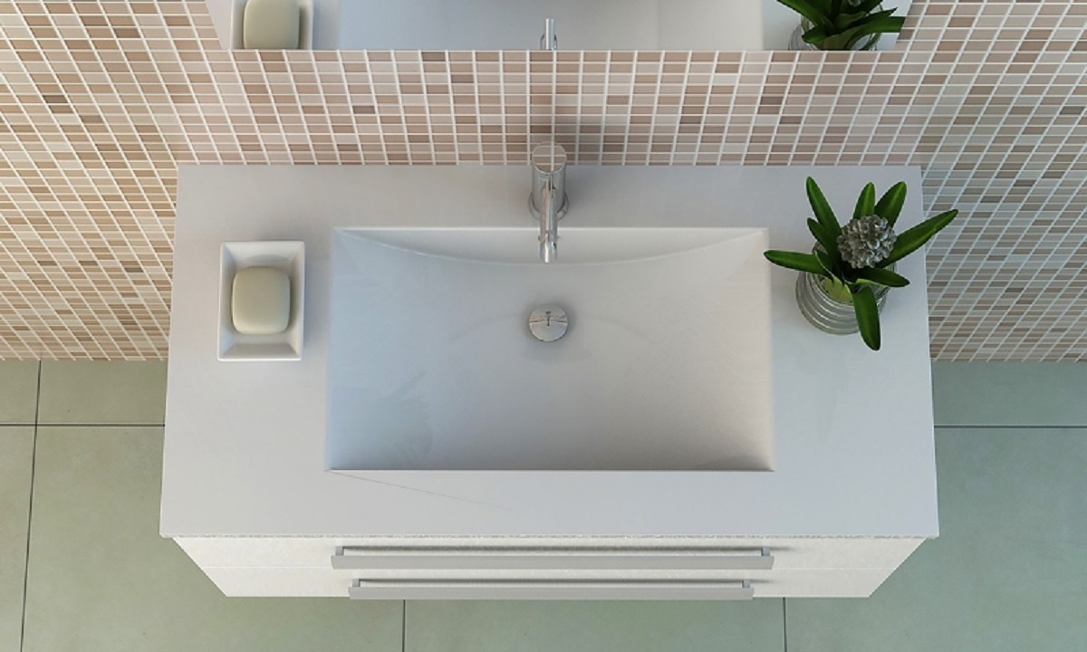 Badset LOCARNO weiss Badmöbel hochglanz Keramik Waschbecken 79.5 cm